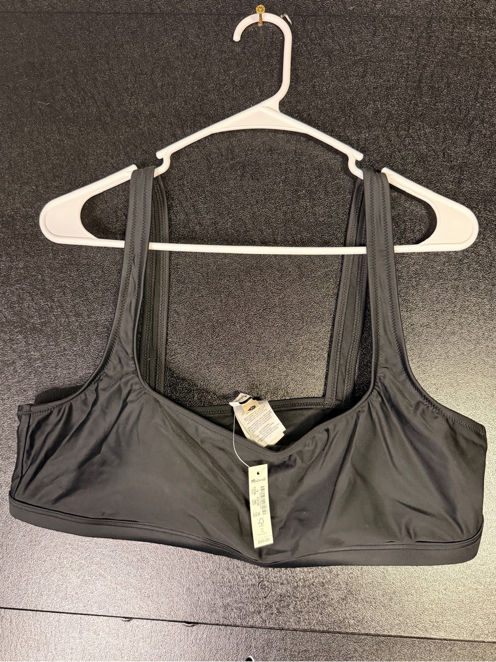 Madewell Black Scoop Neck Bikini Swimsuit Top NWT Size XL